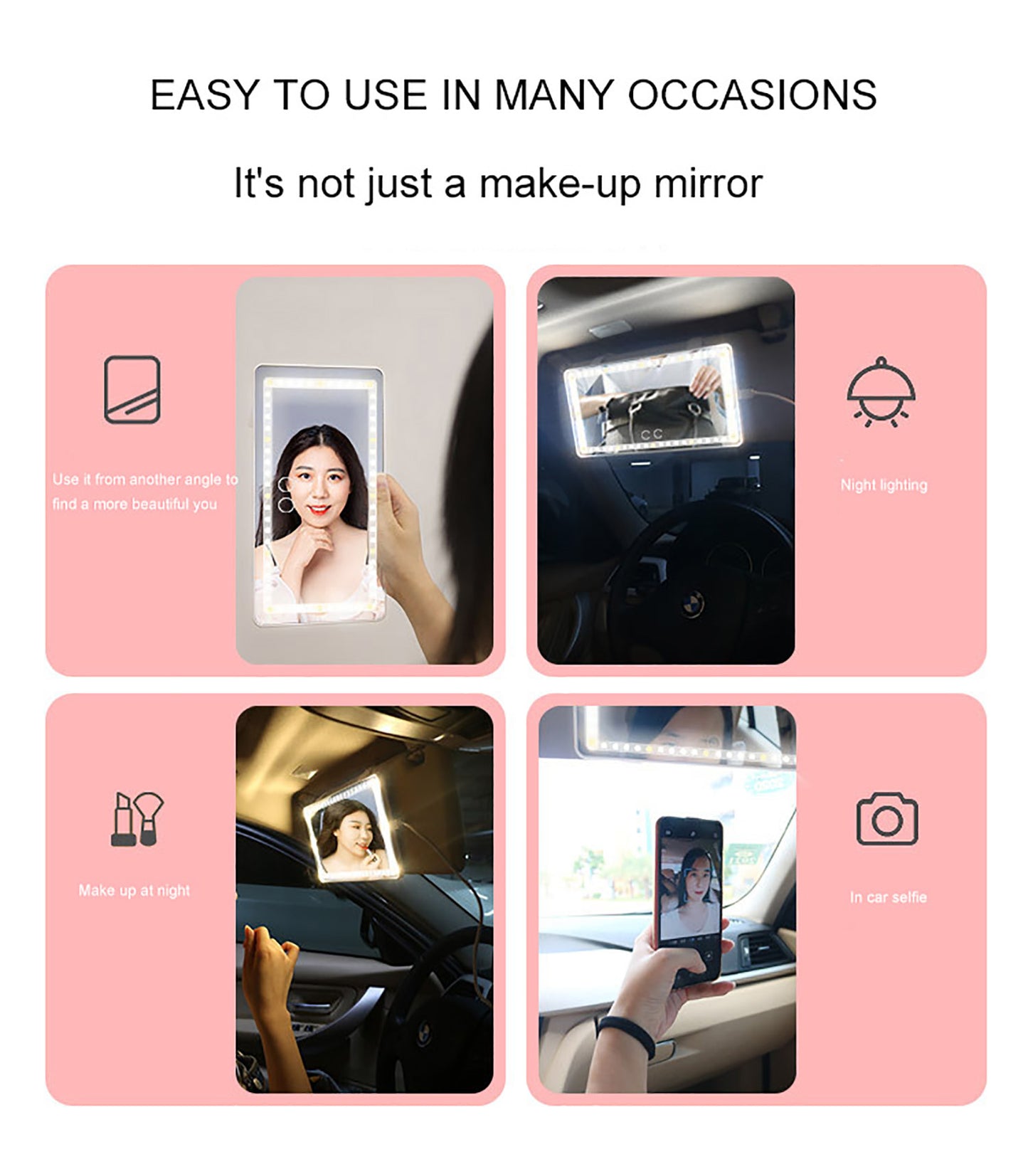 Universal Car Sun LED Makeup Mirror