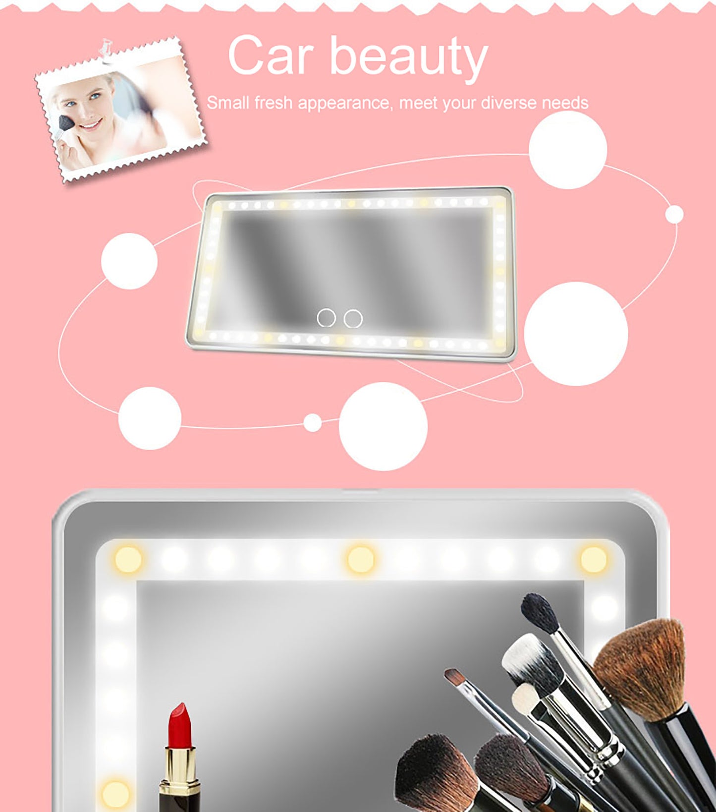 Universal Car Sun LED Makeup Mirror